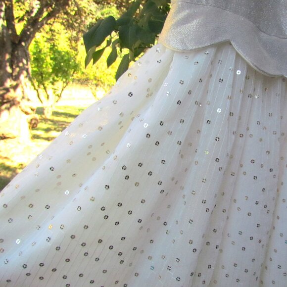 GIRL'S WHITE & GOLD DRESS, 7/8, CAT & JACK CHRISTMAS SPECIAL OCCASION WEDDING - Picture 5 of 7